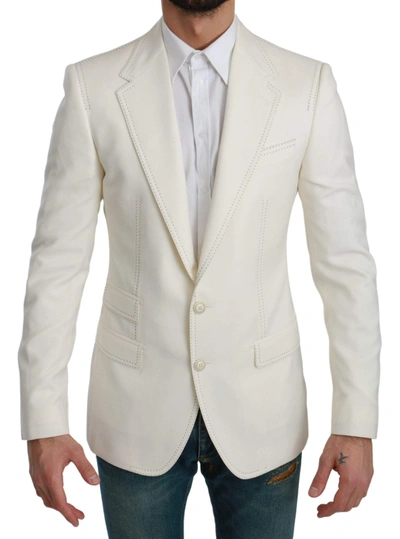 Dolce & Gabbana Sicilia Cream Single Breasted Formal Blazer In White