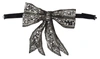 DOLCE & GABBANA SILVER CRYSTAL BEADED SEQUINED CATWALK NECKLACE BOWTIE