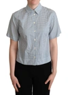 DOLCE & GABBANA WHITE BLUE POLKA DOT COTTON SHIRT