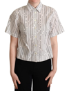 DOLCE & GABBANA WHITE CIRCLES DOTS COLLARED BUTTON UP SHIRT