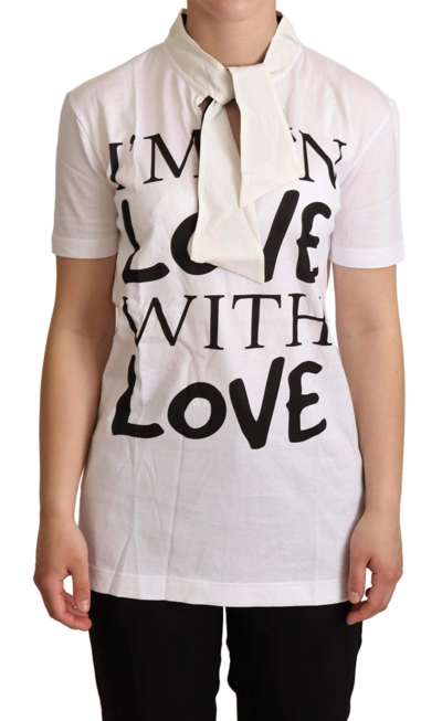 Dolce & Gabbana White Cotton Silk I'm In Love Top T-shirt