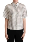 DOLCE & GABBANA WHITE DOTTED COLLARED BLOUSE SHIRT