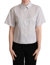 Dolce & Gabbana White Gray Polka Dots Collared Button Shirt In White