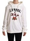 DOLCE & GABBANA WHITE L'AMORE HOODED PULLOVER jumper