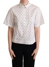 DOLCE & GABBANA WHITE POLKA DOT COTTON COLLARED SHIRT TOP