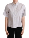 DOLCE & GABBANA WHITE POLKA DOTS COLLARED BLOUSE SHIRT