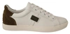 DOLCE & GABBANA WHITE SUEDE LEATHER MENS LOW TOPS SNEAKERS