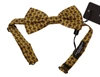 DOLCE & GABBANA YELLOW PATTERNED SILK ADJUSTABLE NECK PAPILLON BOW TIE