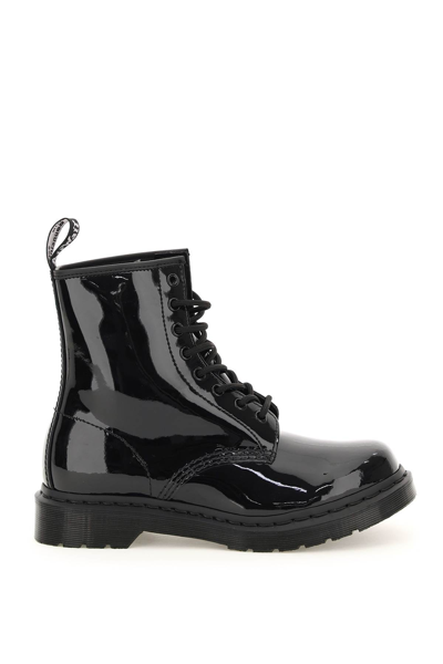 Dr. Martens' Dr.martens 1460 Mono Patent Lamper Lace-up Combat Boots In Black