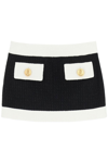 Dsquared2 Black And White Cotton Blend Tweed Mini Skirt In Red
