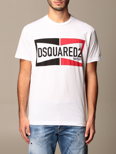 Dsquared² Cotton Round Neck   T-shirt In White