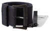 ERMANNO SCERVINO BLACK NAVY BLUE WIDE SQUARE RUSTIC BUCKLE BELT