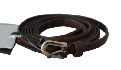 Ermanno Scervino Brown Leather Studded Slim Buckle Waist  Belt