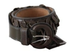 ERMANNO SCERVINO DARK BROWN LEATHER ROUND BUCKLE WAIST BELT