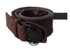 ERMANNO SCERVINO DARK BROWN LEATHER WIDE BUCKLE WAIST BELT