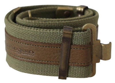 Ermanno Scervino Green Leather Rustic Bronze Buckle Army Belt