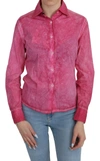 Ermanno Scervino Pink Collared Long Sleeve Shirt Blouse Top In Pink