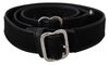 GF FERRE' BLACK LEATHER SILVER CHROME METAL BUCKLE BELT