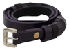 Gf Ferre' Black Leather Thin Gold Metal Chrome Buckle Belt In Black