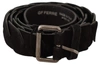 Gf Ferre' Black Wx Silver Tone Buckle Waist Belt In Black