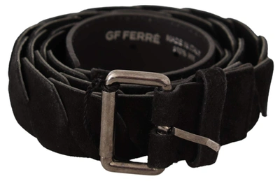 Gf Ferre' Black Wx Silver Tone Buckle Waist Belt