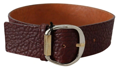 Gf Ferre' Bordeaux Wide Leather Waist Gold Silver Belt