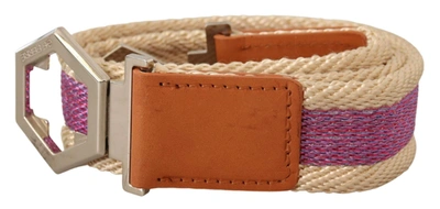 Gf Ferre' Multicolor Leather Silver Hexagon Logo Buckle Belt