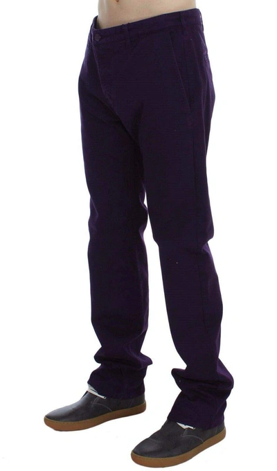 Gf Ferre' Purple Cotton Stretch Purple Fit  Trousers