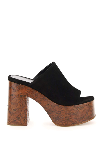 Haus Of Honey Cork Heel Black Mules In Multicolor