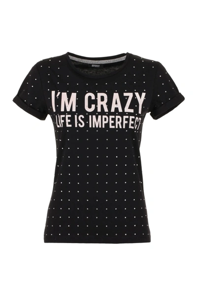 Imperfect Cotton Printed   Tops & T-shirt In Black