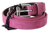 Just Cavalli Pink Silver Chrome Metal Buckle Waist Belt In Pink
