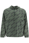 Kenzo Initials Hooded Jacket Drawstring Hem In Khaki