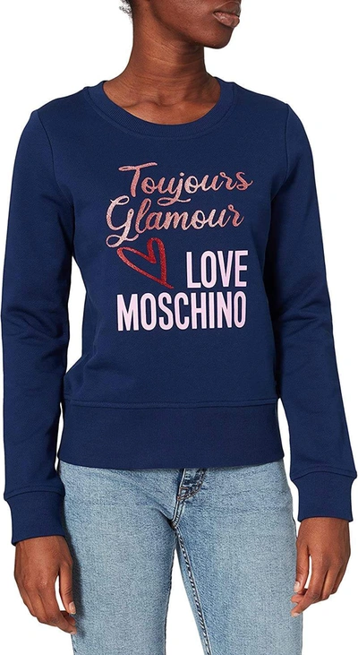 Love Moschino Brand Design On Front  Jumper In Blue