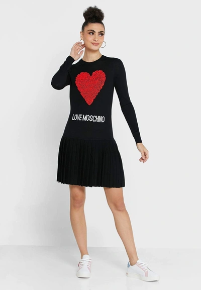 Love Moschino Crewneck Knit Dress In Black