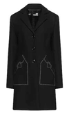 Love Moschino Topstitched Wool-blend Felt Coat In Black