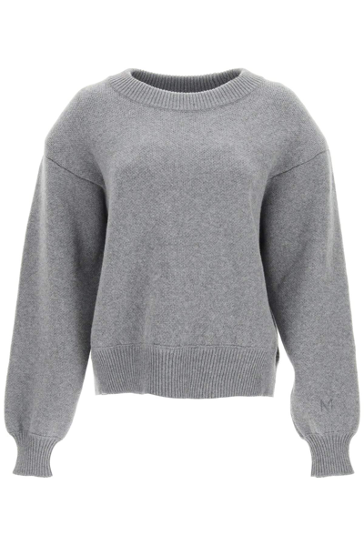 Magda Butrym Crewneck Sweater With Padded Shoulders In Beige