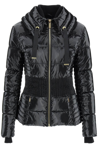Marciano By Guess 'annie' Laquered Nylon Puffer Jacket In Black