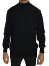 Mila Schön Black Turtle Neck Pullover Top Virgin Wool Sweater In Black
