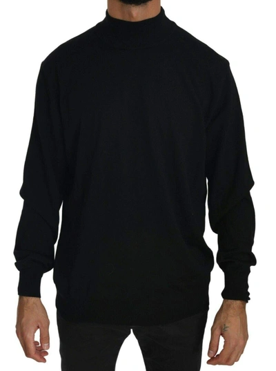 Mila Schön Black Turtle Neck Pullover Top Virgin Wool Sweater
