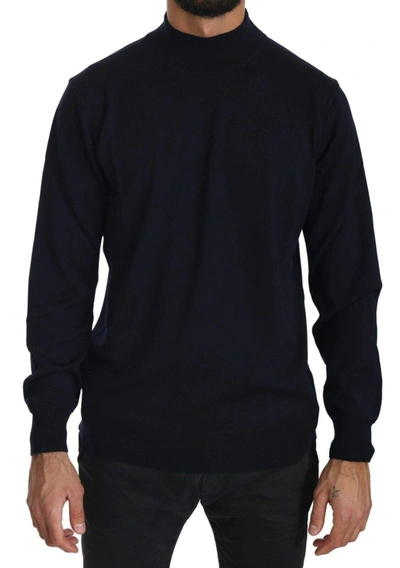 MILA SCHÖN DARK BLUE CREWNECK PULLOVER 100% WOOL SWEATER