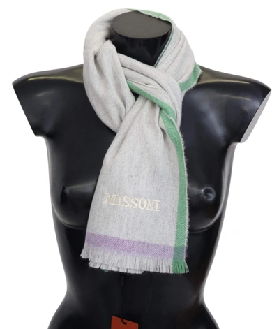 Missoni Lined Cashmere Unisex Wrap Men's Scarf In Beige