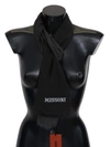 Missoni Black 100% Wool Unisex Neck Wrap Scarf In Black