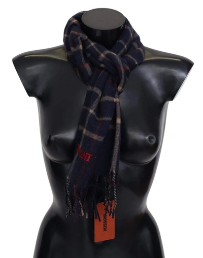 Missoni Black Checkered Unisex Neck Wrap Fringes Scarf