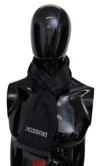 Missoni Black Striped Wool Unisex Neck Wrap Scarf In Black