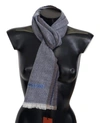 MISSONI GRAY STRIPED WOOL UNISEX NECK WRAP FRINGES SCARF