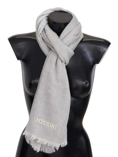 Missoni Gray Wool Knit Unisex Neck Wrap Scarf