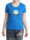 MOSCHINO BLUE PRINTED COTTON SHORT SLEEVES TOPS T-SHIRT