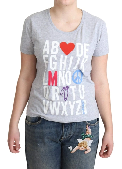 Moschino Gray Cotton Alphabet Letter Print T-shirt