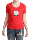 Moschino Red Printed Cotton Short Sleeves Tops Blouse T-shirt In Red
