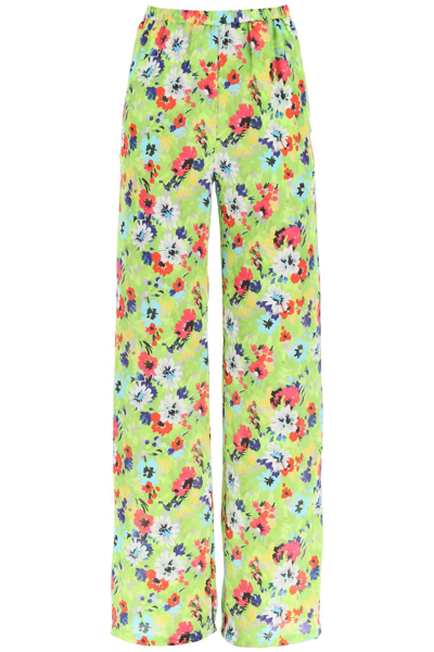 Msgm Floral Pattern Palazzo Trousers In Multi-colored